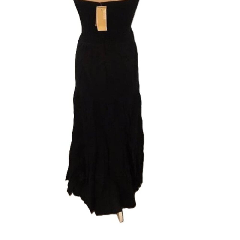 Michael Kors Black Smocked Bandeau Bodice Tiered Layerd Maxi Dress NWT $150 - Picture 6 of 9